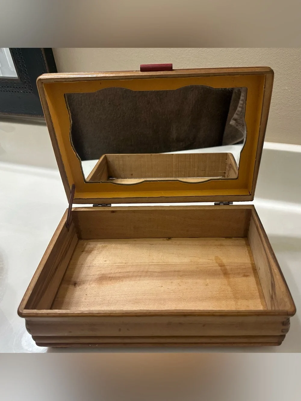 Vintage Ornate Wood Decorative Box with Scenic picture